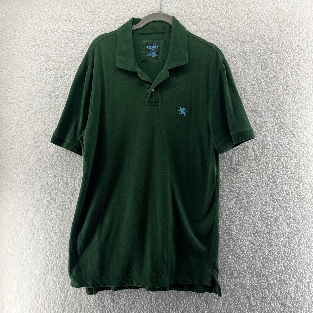 VTG Y2K 90s Men's‎ Express Classic Polo Size Medium Green Logo Preppy Casual